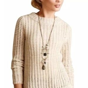 Field Flower Loose Waffle Knit Oatmeal Pullover Sweater Sz XS Anthropologie